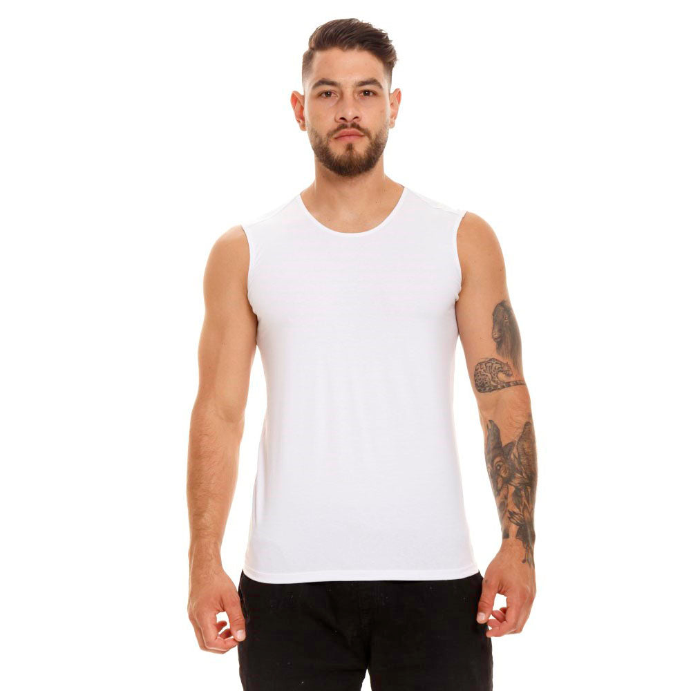 Camisa blanca fashion sin manga hombre